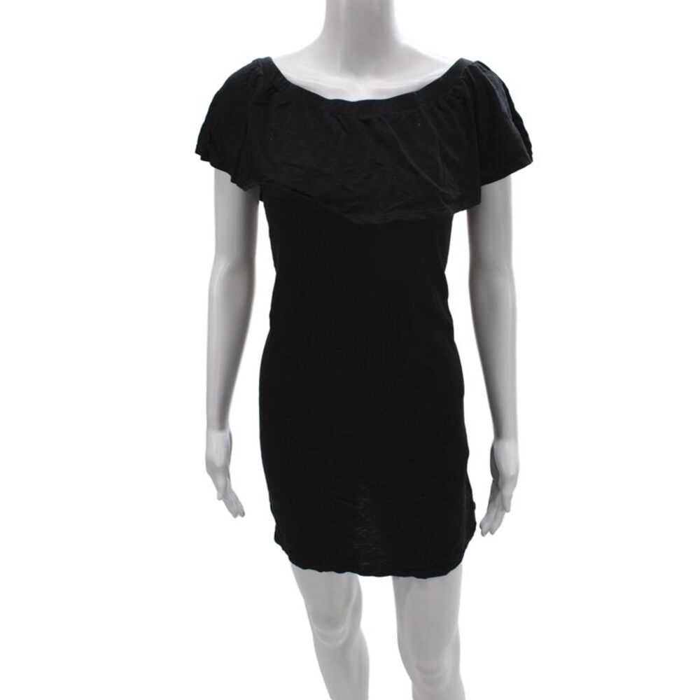 Velvet by Graham & Spencer Women Black Off Shoulder Mini Dress Cotton Size XS